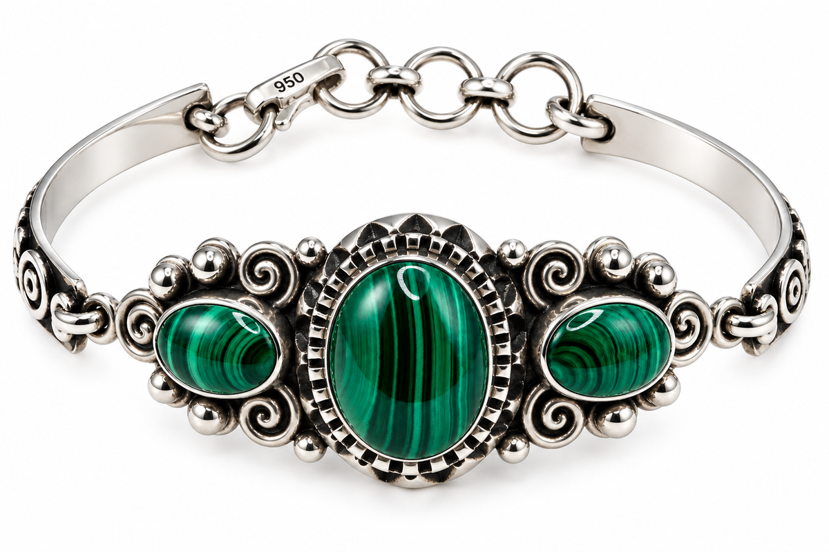 Malachite & Silver 950 Bracelet