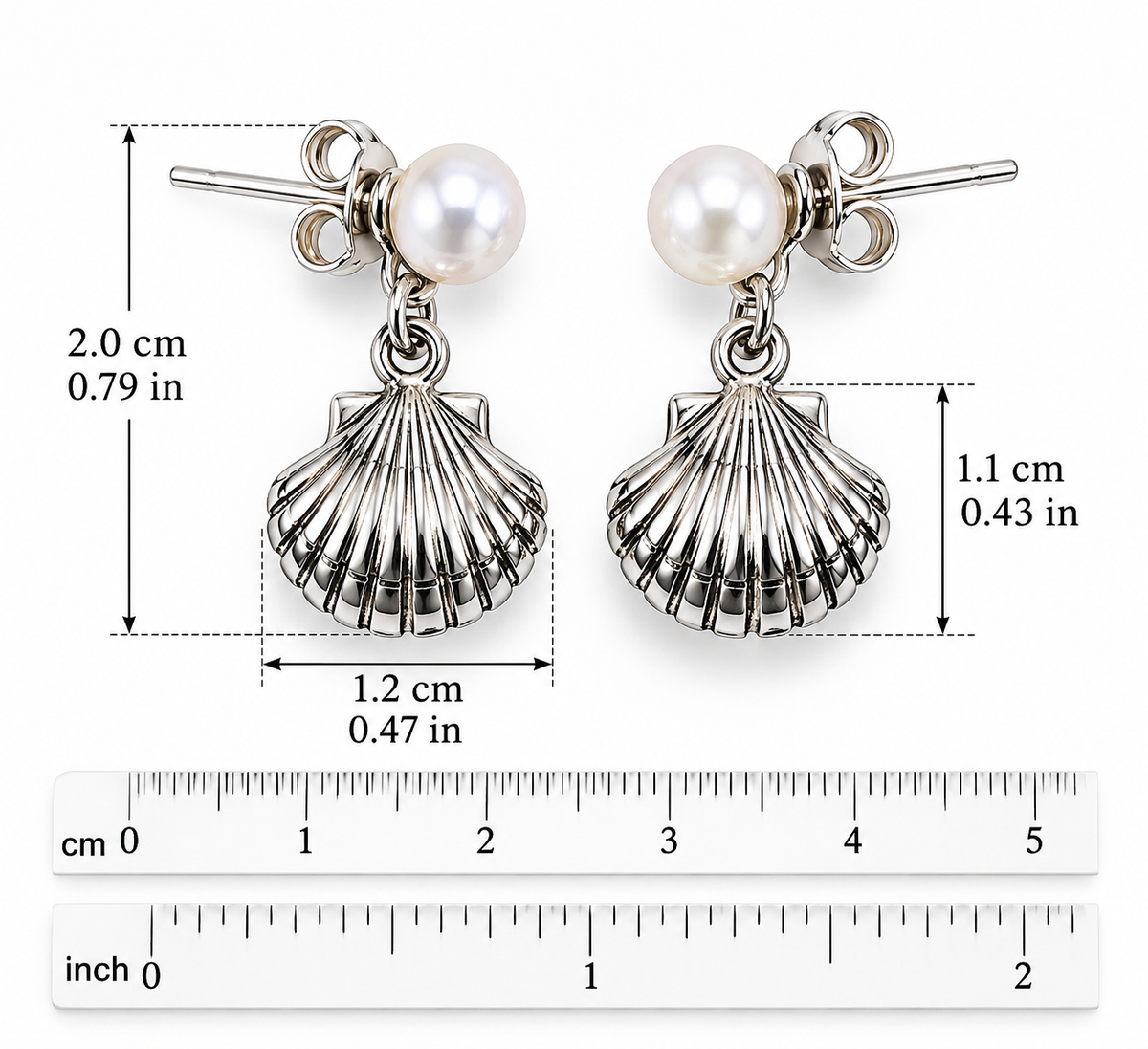 Pearl & Silver Seashell Earrings – Silver 950