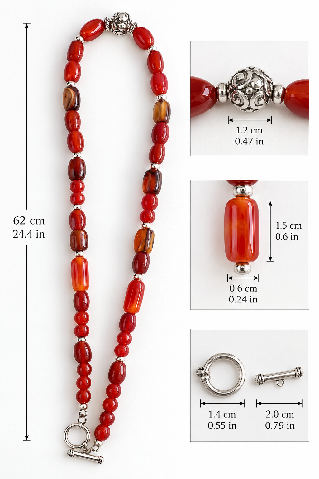 Natural Agate & Silver 950 Necklace