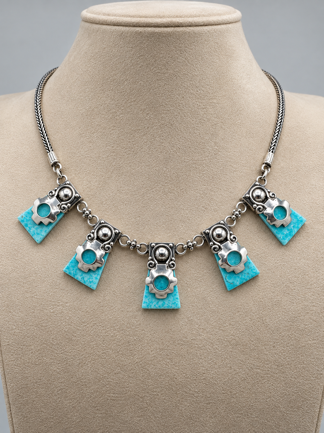 Amazonite & 950 Silver Statement Necklace