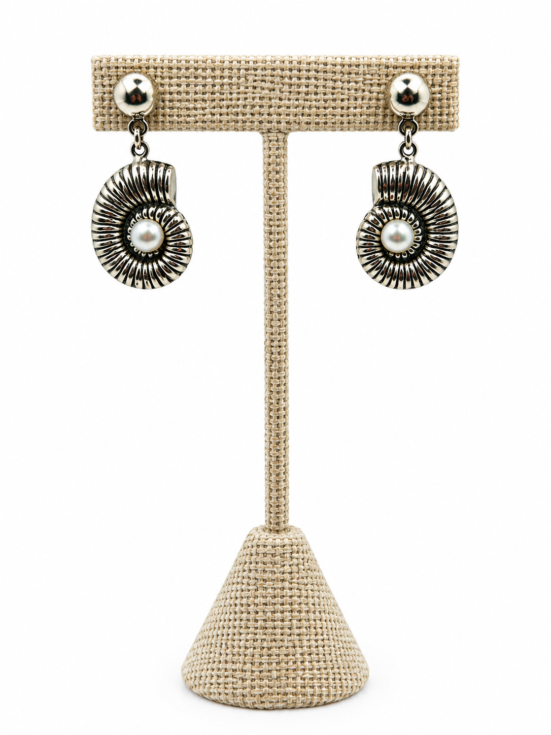Pearl Seashell Silver 950 Drop Earrings