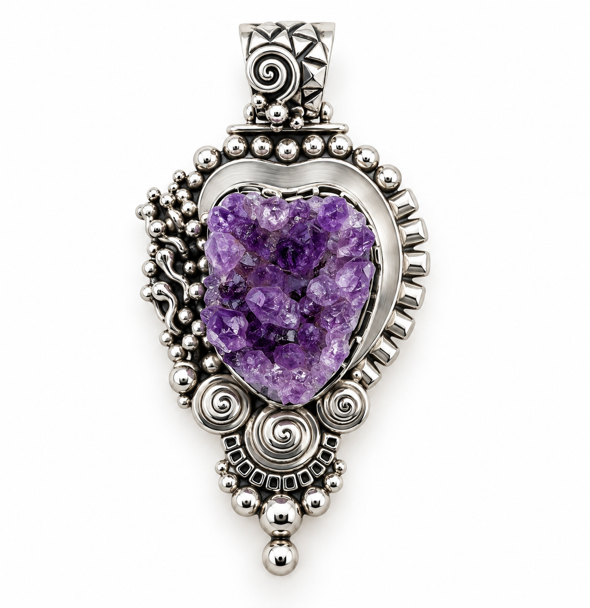 Amethyst & 950 Silver Statement Pendant