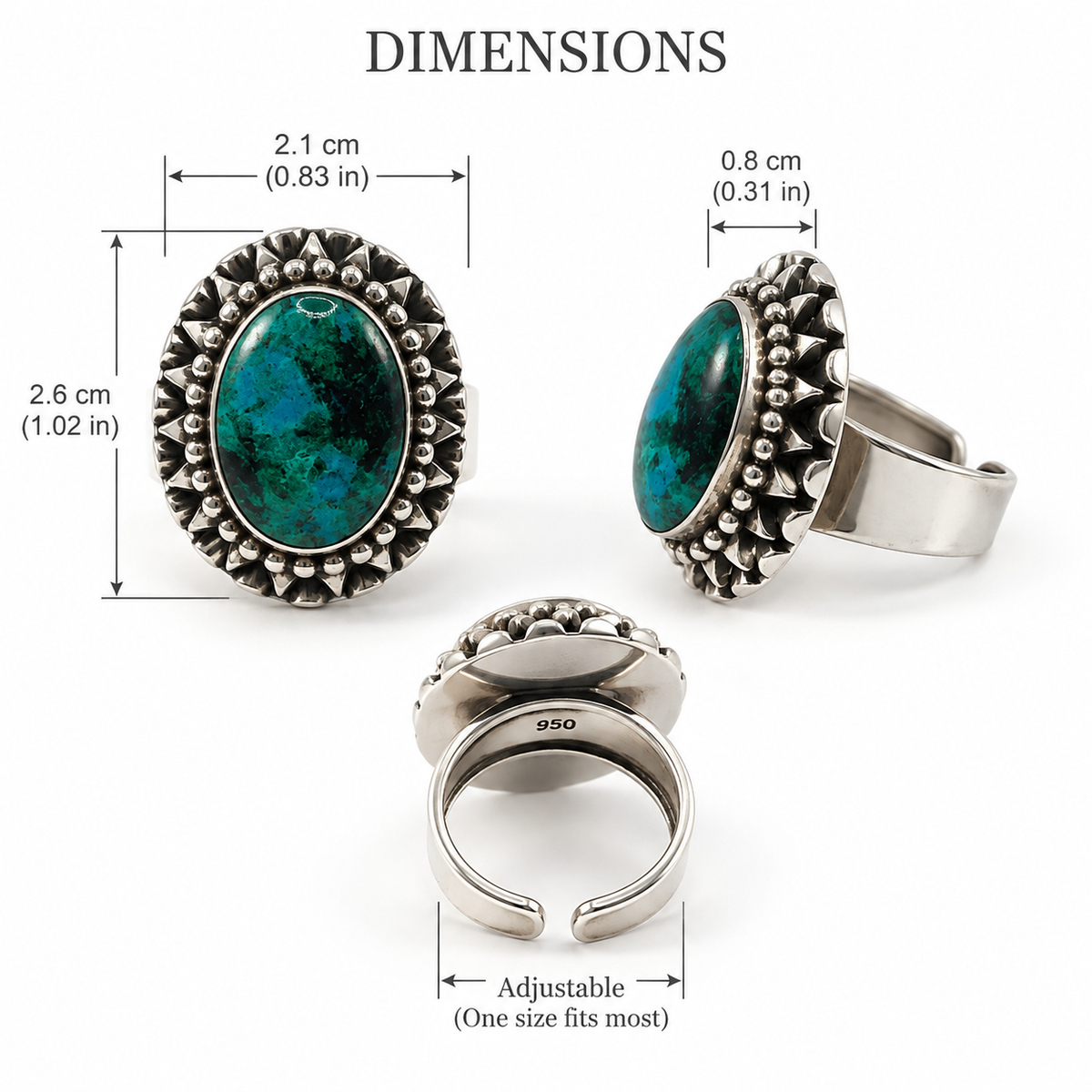 Peruvian Turquoise & Silver 950 Statement Ring