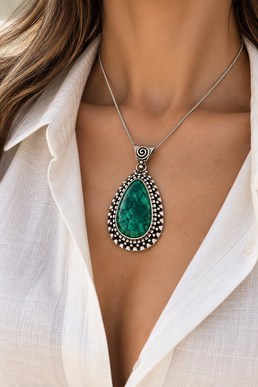 Malachite & Silver 950 Pendant