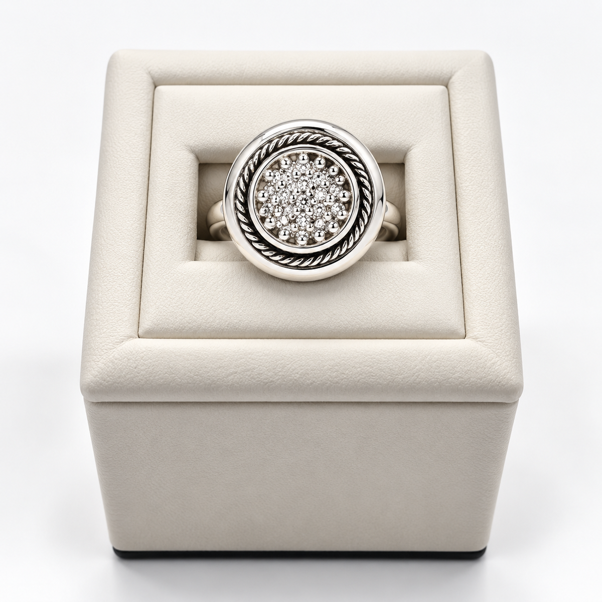 Silver 950 Beaded Statement Ring