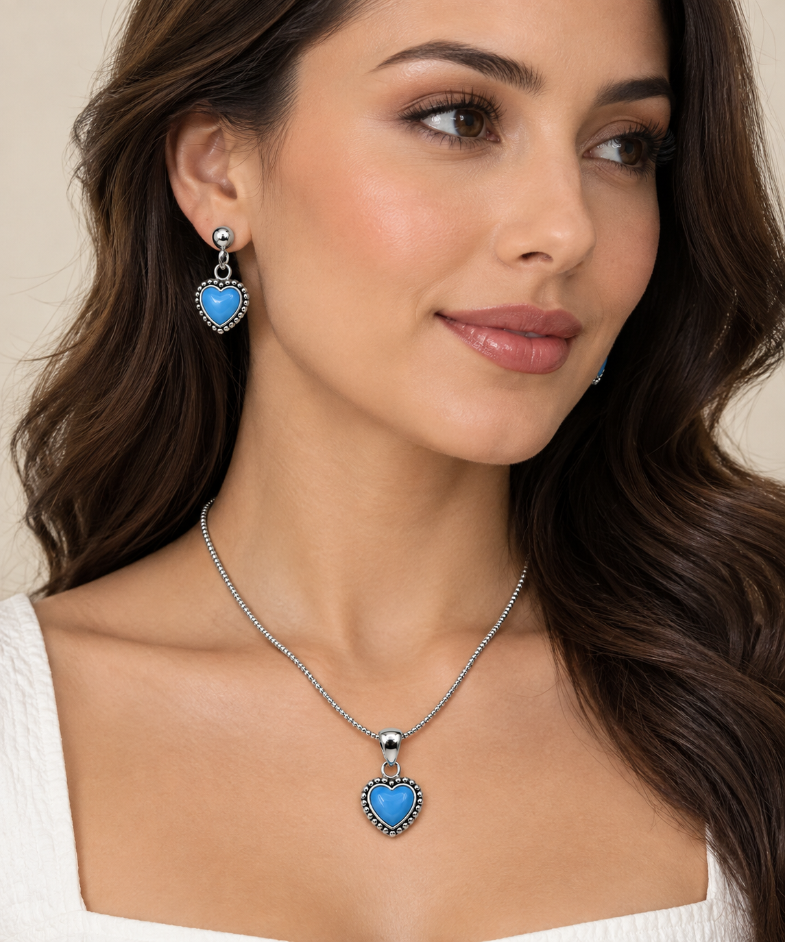 Blue Heart Silver 950 Necklace