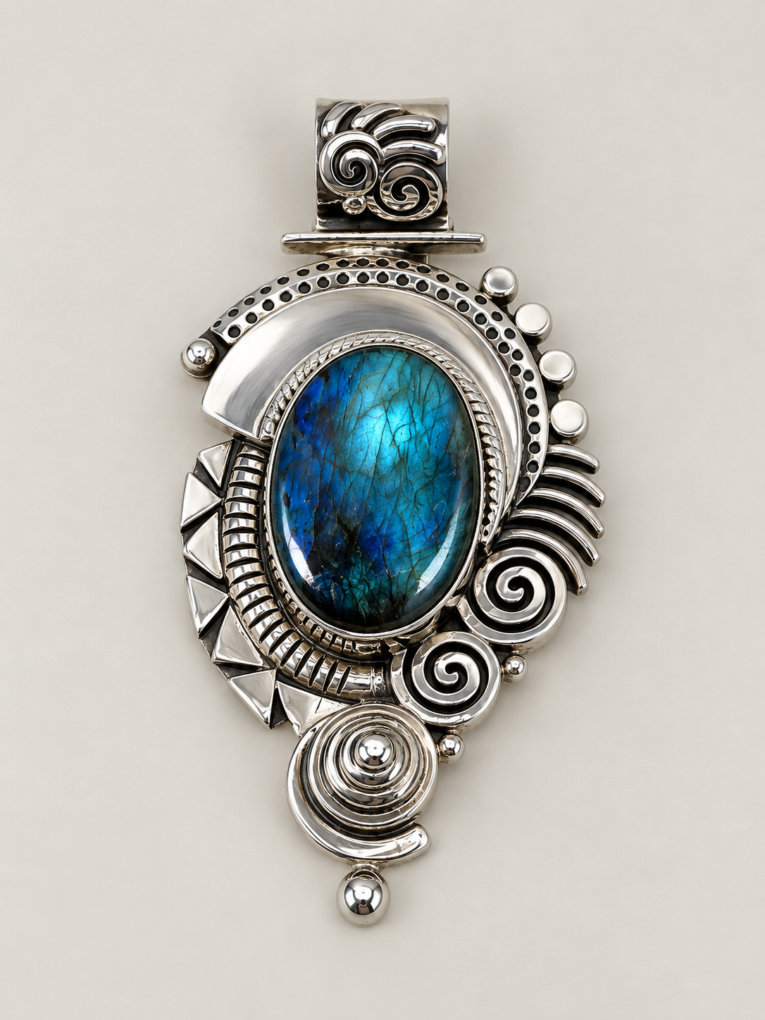 Blue Labradorite & Silver 950 Pendant
