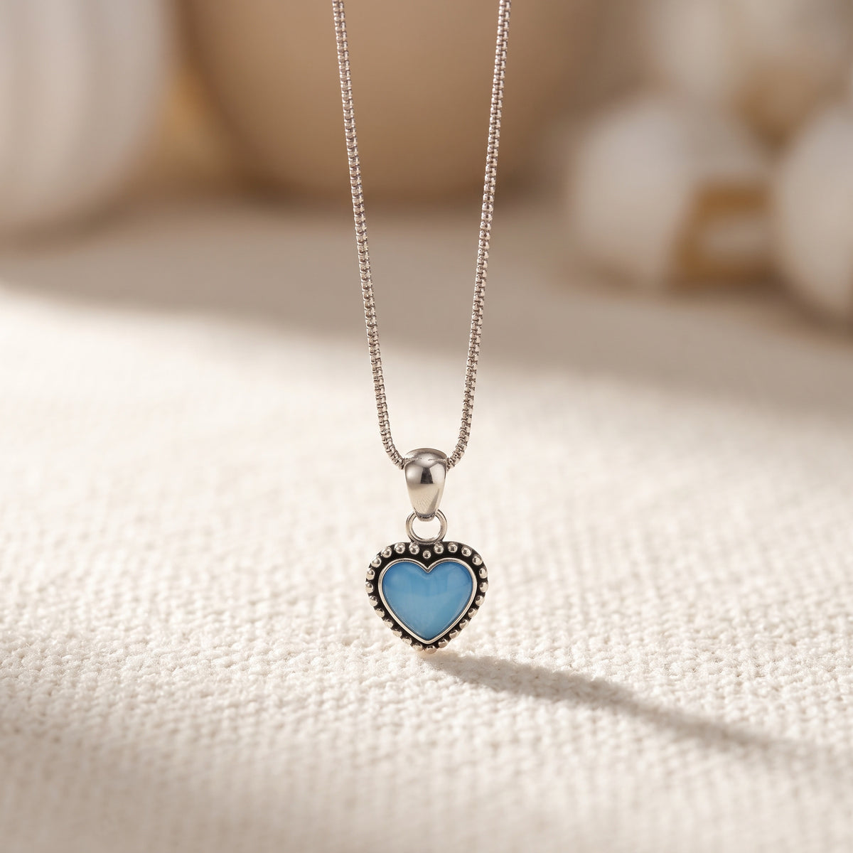Blue Heart Silver 950 Necklace