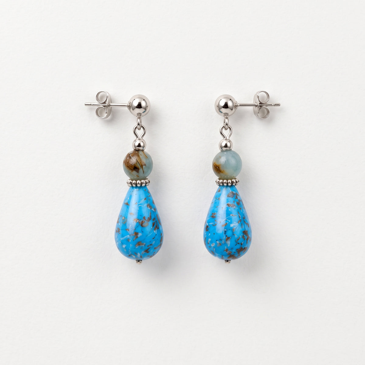 Italian Murano Glass & Silver 950 Teardrop Earrings
