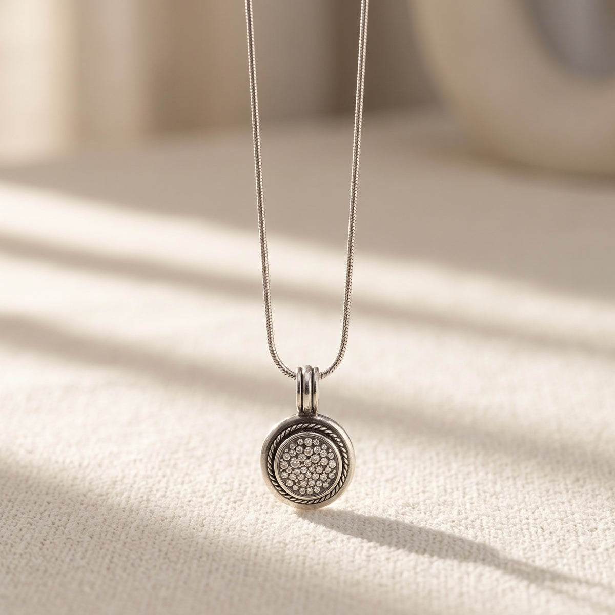 Silver 950 Circular Pendant & Earrings Set