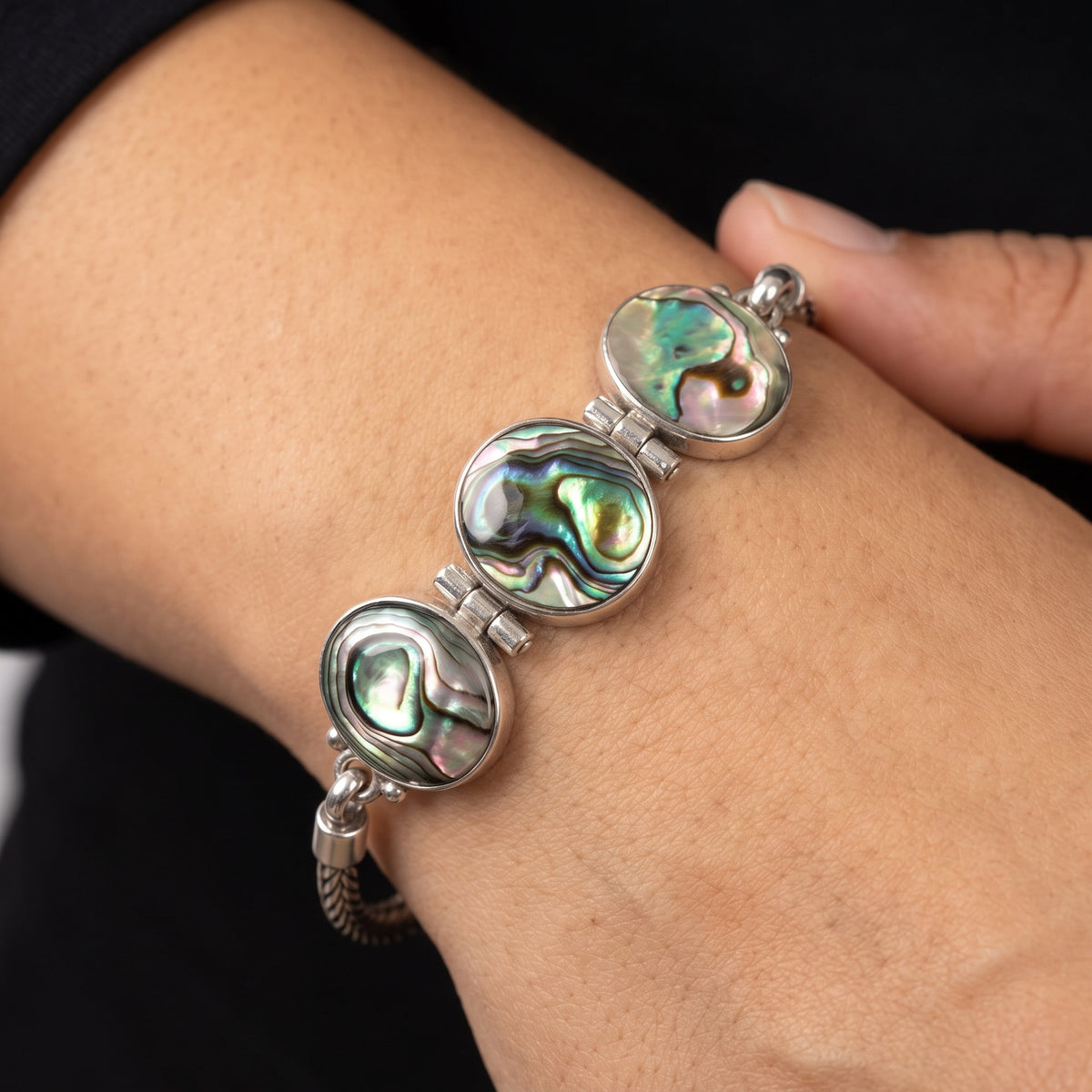 Abalone & Silver 950 Statement Bracelet