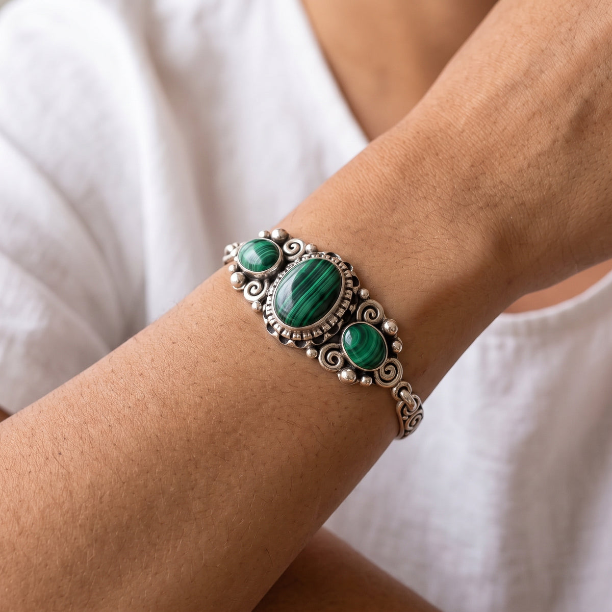 Malachite & Silver 950 Bracelet