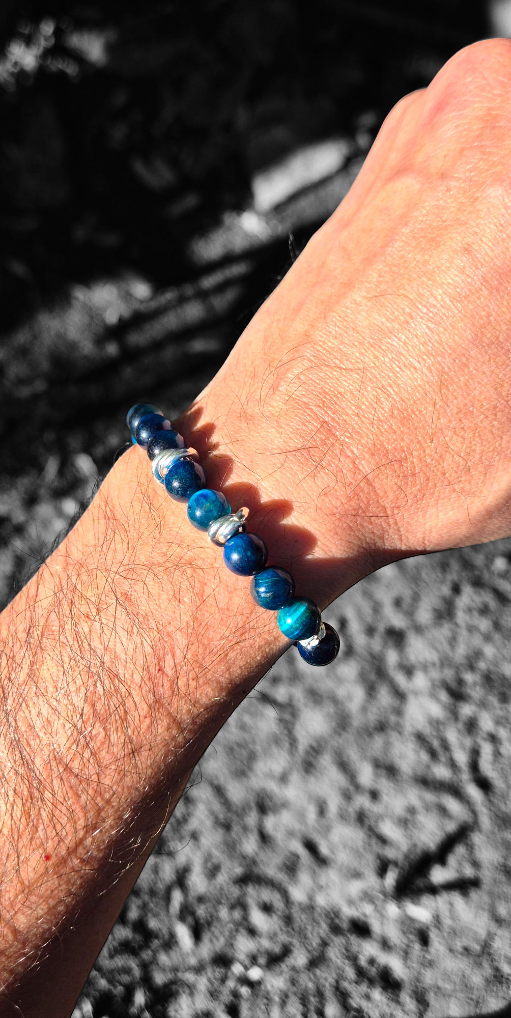 Gemstone Blue Tiger Eye Silver 950 Bracelet