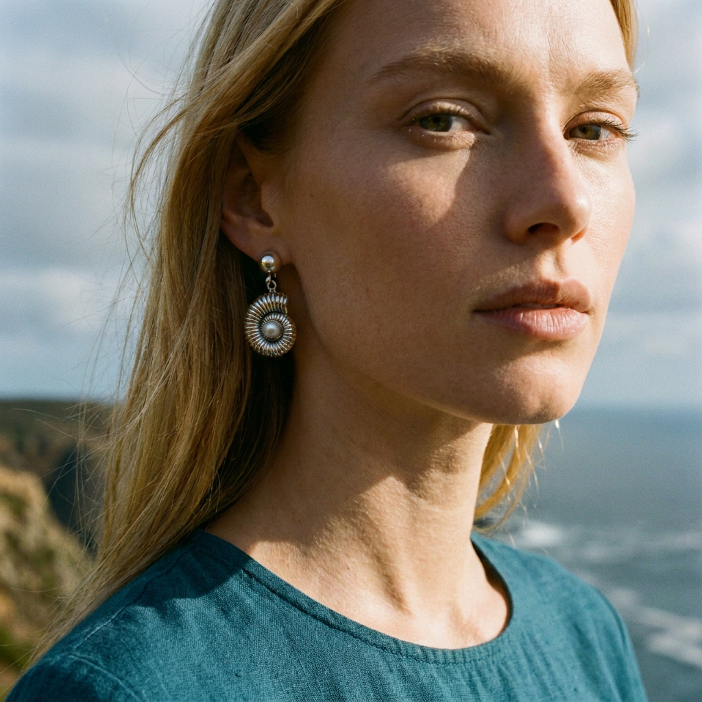 Pearl Seashell Silver 950 Drop Earrings
